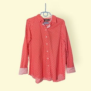Polka Dot Button Down Blouse Lauren Ralph Lauren Stretch Non Iron XL